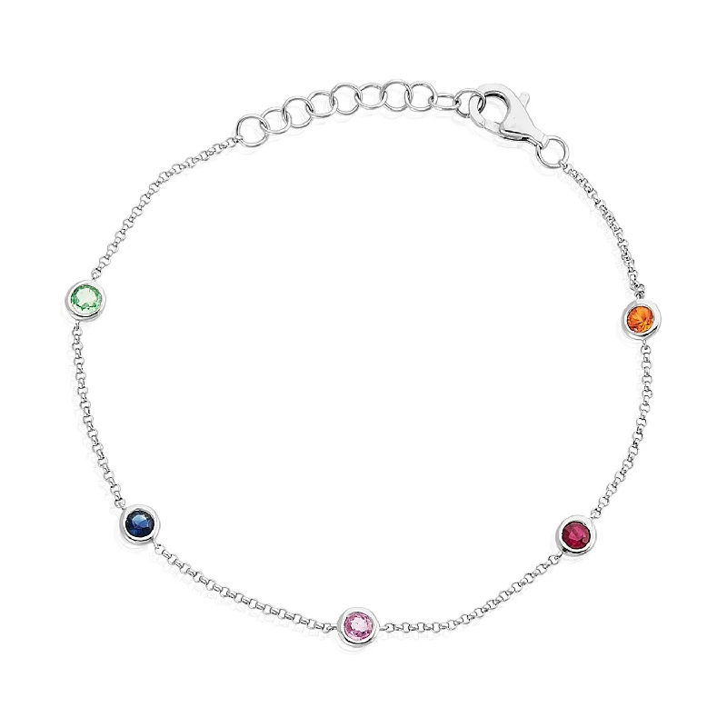 ladies-bohemian-multi-strand-bracelets-Birthstone Bezel Bracelet