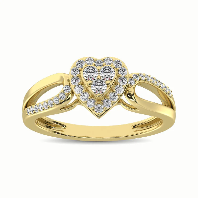 Ladies wedding rings pastel gemstones -10K Yellow Gold 1/4 Ct.Tw. Diamond Heart Engagement Ring