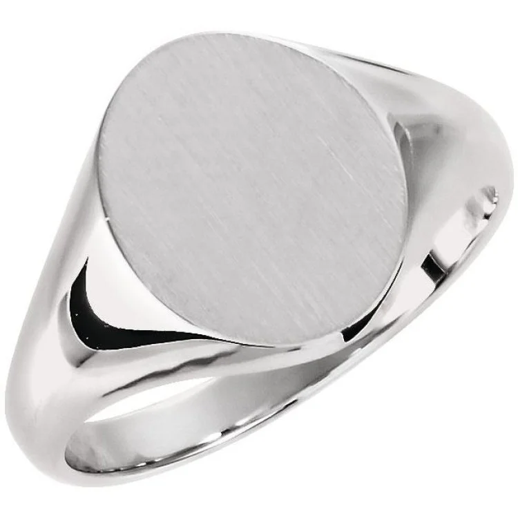 Ladies rings with chord designs -10K White Oval Signet Ring