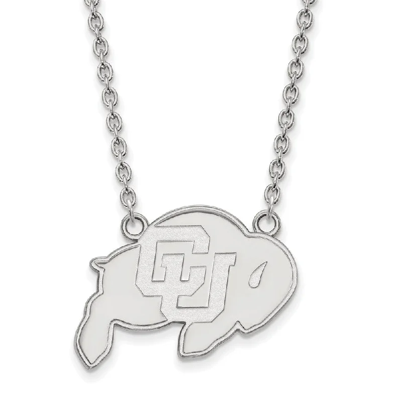 ladies-gold-diamond-necklaces-Sterling Silver U of Colorado Large Buffalo Pendant Necklace