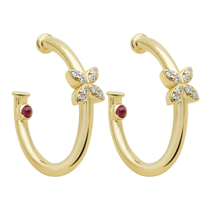 Ladies earrings for gala charm -Earrings - Diamond & Ruby