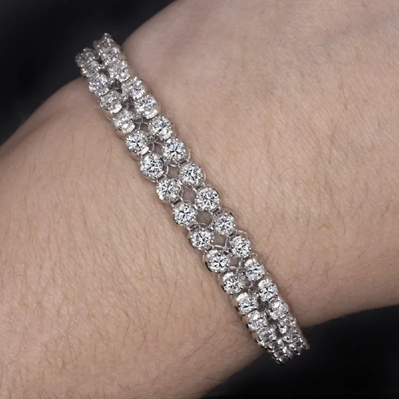 ladies-everyday-hinged-bangle-bracelets-VINTAGE H WINSTON 7 CARAT DIAMOND TENNIS BRACELET 18k E-F VVS-VS DOUBLE ROW