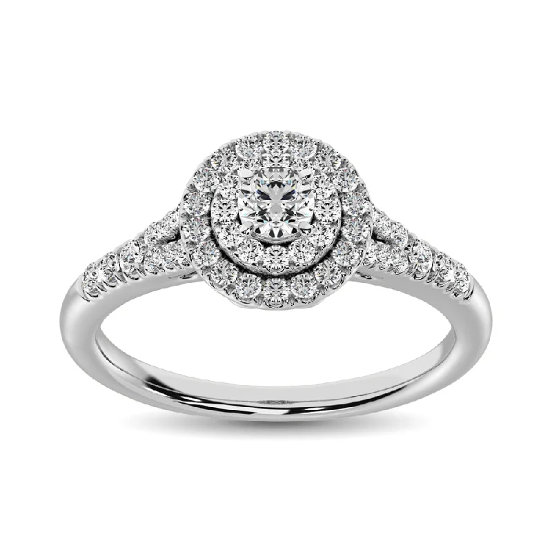 Ladies wedding rings subtle brilliance -Diamond Engagement Ring 1/2 ct tw in 10K White Gold