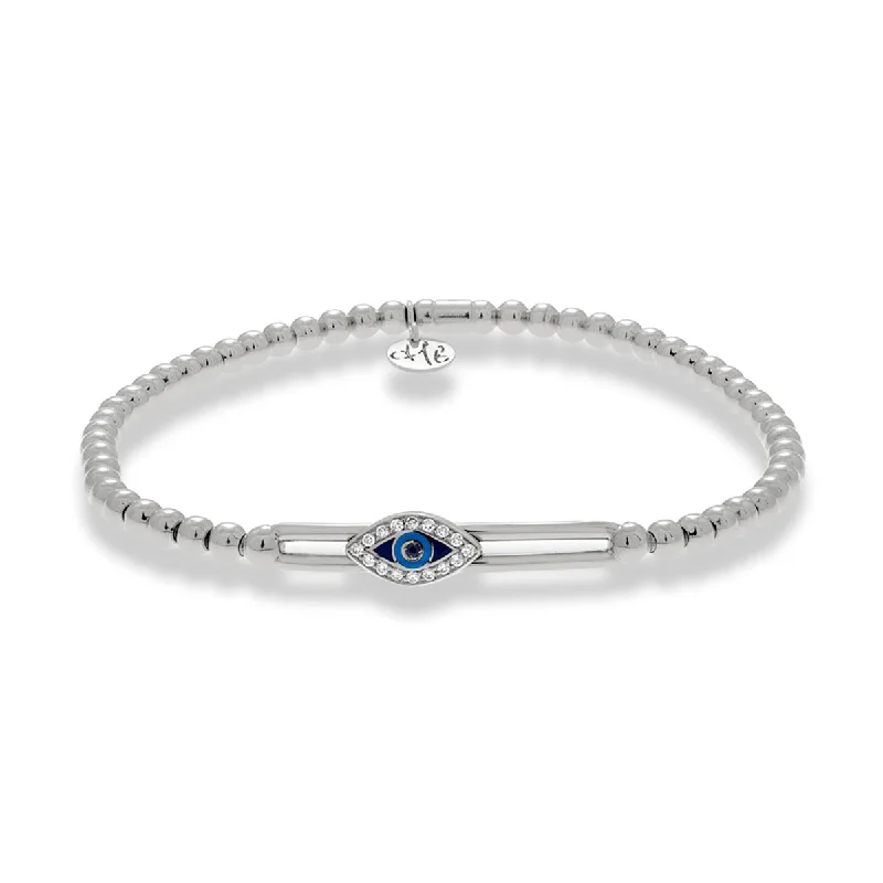 ladies-cross-multi-strand-bracelets-Sliding Evil Eye Sapphire and Diamond Stretch Bracelet