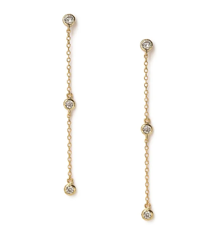 Ladies earrings with orb elegance -Dainty Crystal Drop Earrings