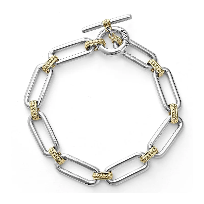 ladies-classic-chain-link-bracelets-Two Tone Link Bracelet