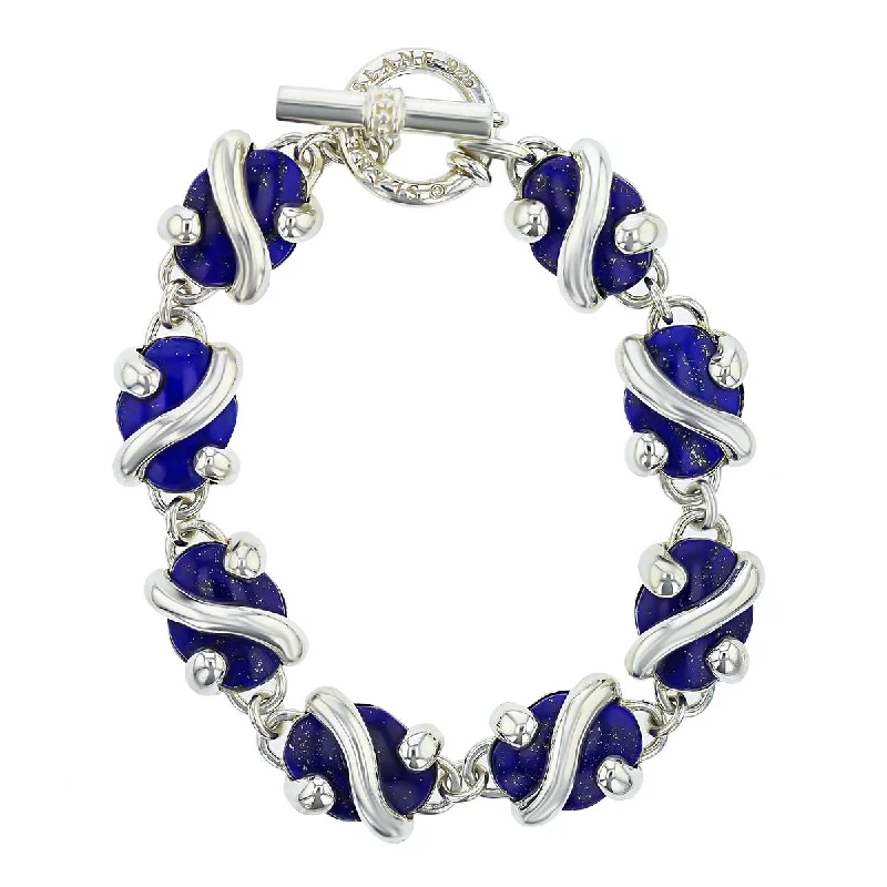 ladies-sterling-silver-slider-bracelets-Slane Sterling Silver Lapis Lazuli Toggle Bracelet