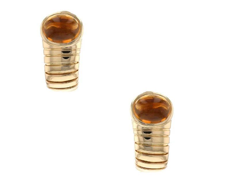 Ladies earrings cute shine -Bulgari Tubogas Citrine 18 Karat Yellow Gold Earrings