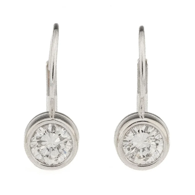 Ladies earrings for guide charm -1.32ctw VS2-SI1/G Round Diamond Solitaire Leverback Earrings in 14K White Gold