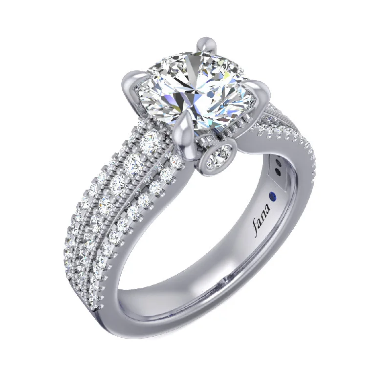 Ladies wedding rings for reader ceremonies -Fana Three Row Stepped Engagement Ring