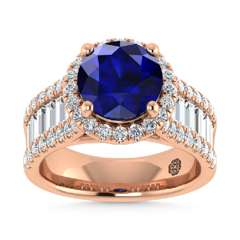 Ladies wedding rings subtle brilliance -14K Rose Gold Lab Grown Blue Diamond 4 1/2 Ct.Tw. Engagement Ring