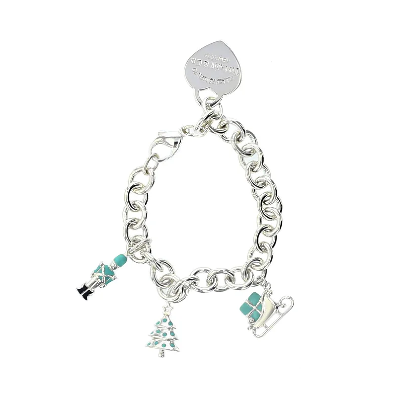 ladies-trendy-slider-bracelets-Tiffany Sterling Silver Enamel Charm Bracelet