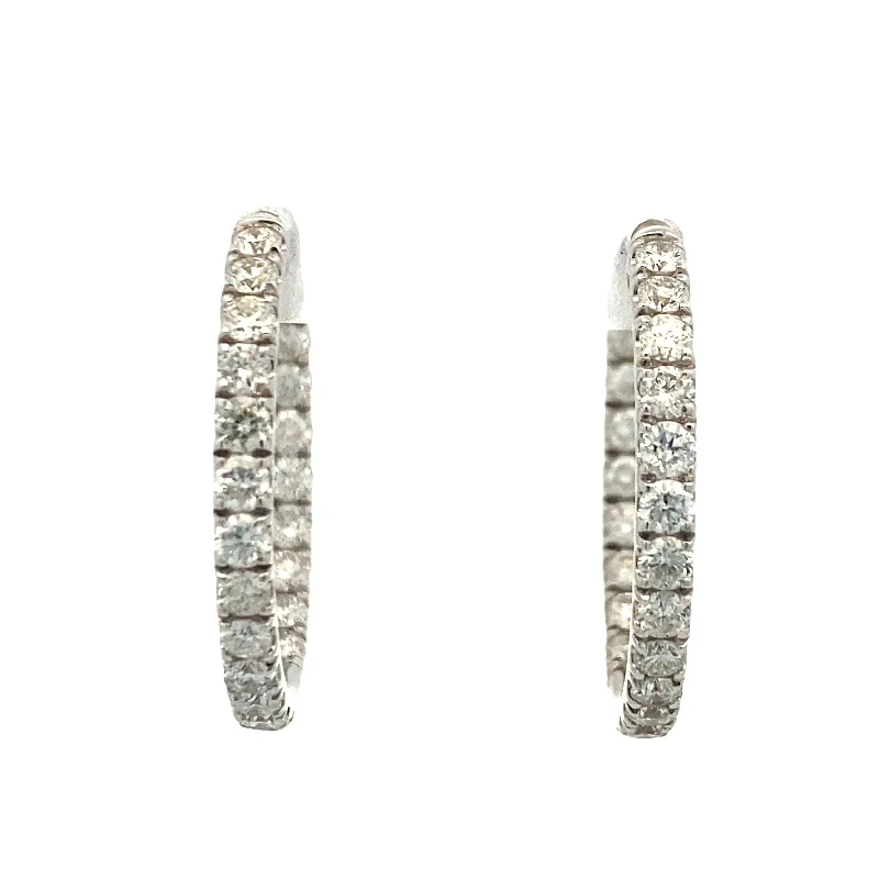 Ladies earrings for fashion vibes -2.0ctw Diamond Hoop Earrings in White Gold