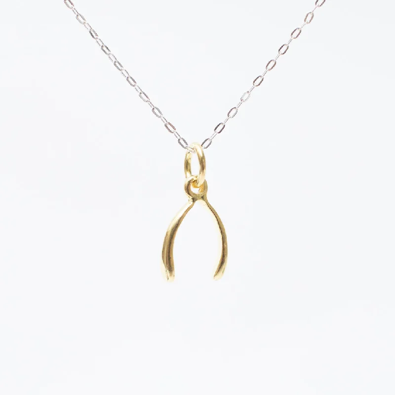 ladies-artisan-bar-pendant-necklaces-Gold Vermeil Cutout Wishbone Necklace