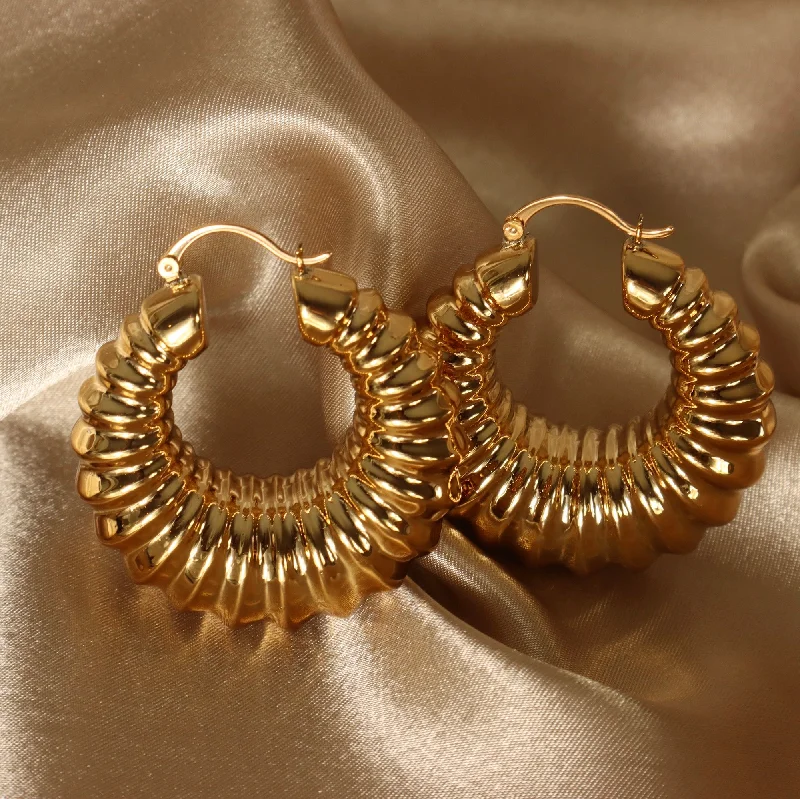 Ladies earrings earthy elegance -Rachel 18ct gold plated on copper Hoop Earrings