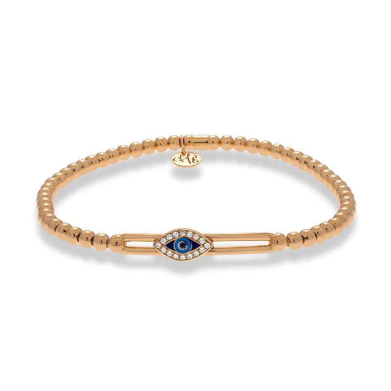 ladies-luxury-rigid-link-bracelets-Sliding Evil Eye Sapphire and Diamond Stretch Bracelet