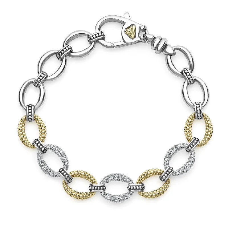 ladies-sterling-silver-multi-strand-bracelets-Three Station Diamond Link Bracelet