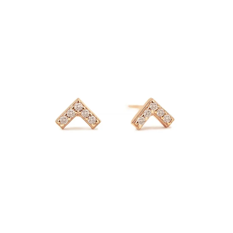 Ladies earrings for fair charm -Tiny Chevron Stud Earrings