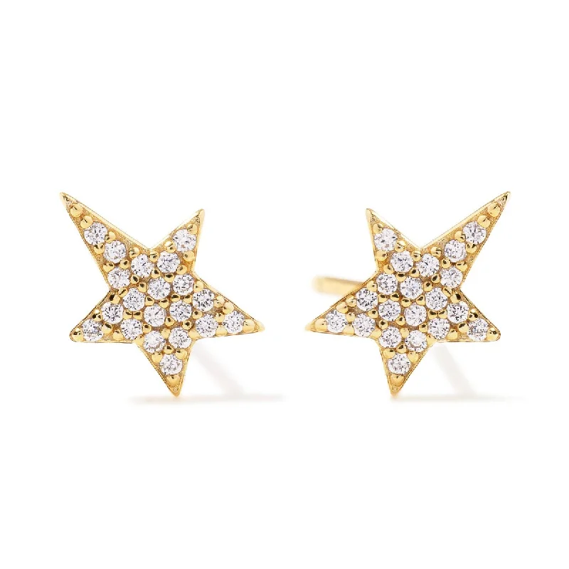 Ladies earrings glossy shine -Pavé Star Stud Earrings