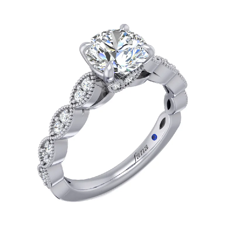 Ladies wedding rings for video ceremonies -Fana Vintage Marquise Shaped Engagement Ring