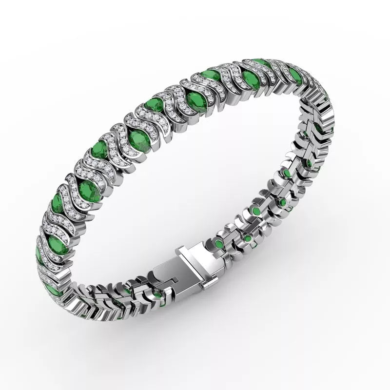 ladies-star-multi-strand-bracelets-Fana Wave Emerald and Diamond Bracelet 1492