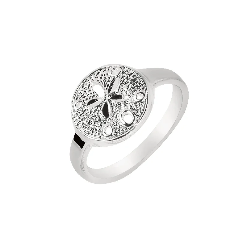 Ladies rings for meadow charm -Silver Sand Dollar Ring