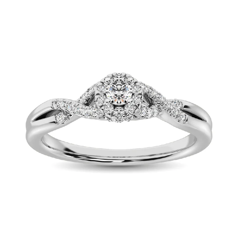 Ladies wedding rings cultural romance -Diamond 1/4 ct tw Round Cut Engagement Ring  in 10K White Gold