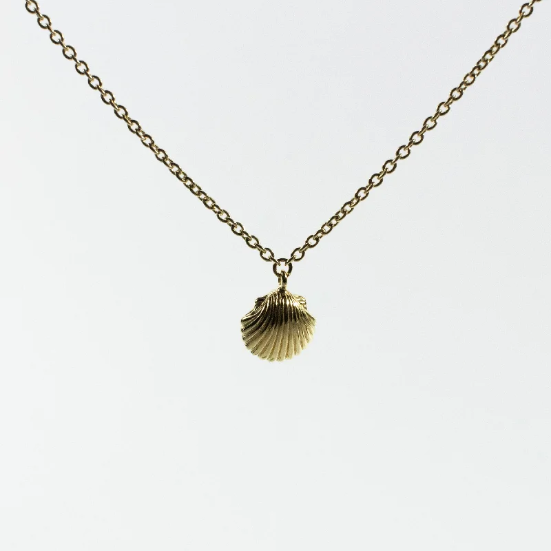 ladies-modern-y-drop-necklaces-Gold Vermeil Shell Necklace