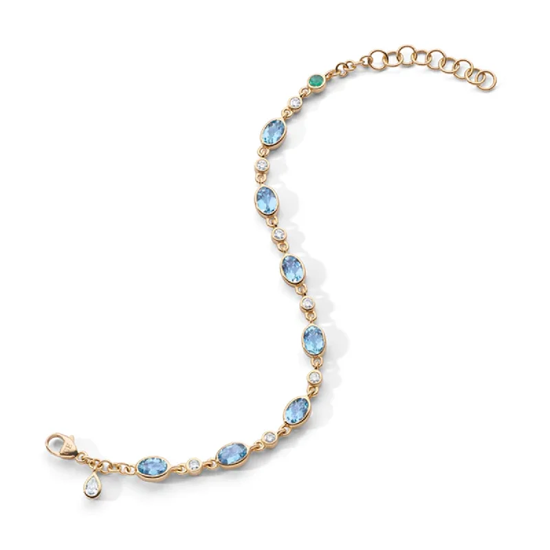 ladies-everyday-adjustable-cuff-bracelets-Aquamarine Tennis Bracelet in 18K Gold