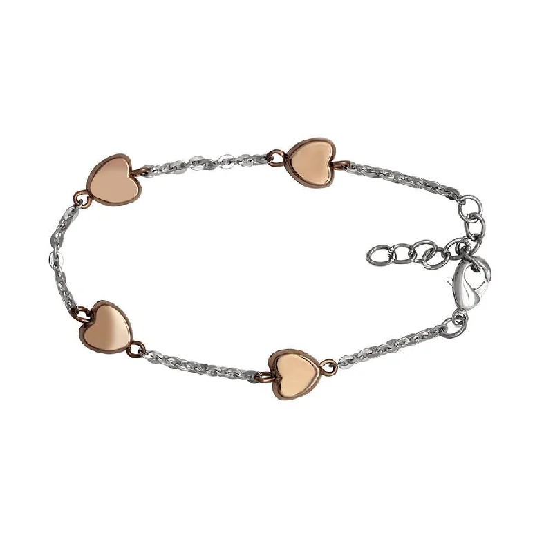 ladies-elegant-adjustable-cuff-bracelets-Mahi Valentine Crystal True Heart Rose Gold Rhodium Plated Bracelet