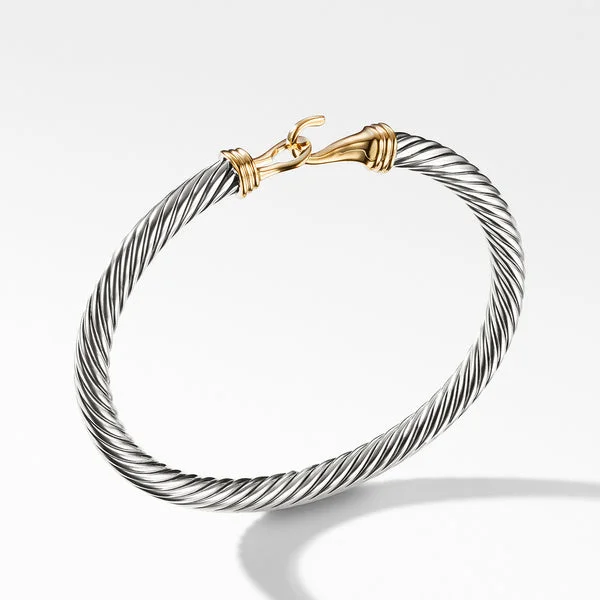 ladies-gold-silver-bracelets-Buckle Bracelet in Sterling Silver with 14K Yellow Gold