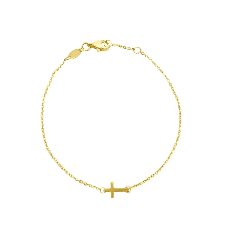 ladies-trendy-slider-bracelets-Gold Mini Cross Bracelet