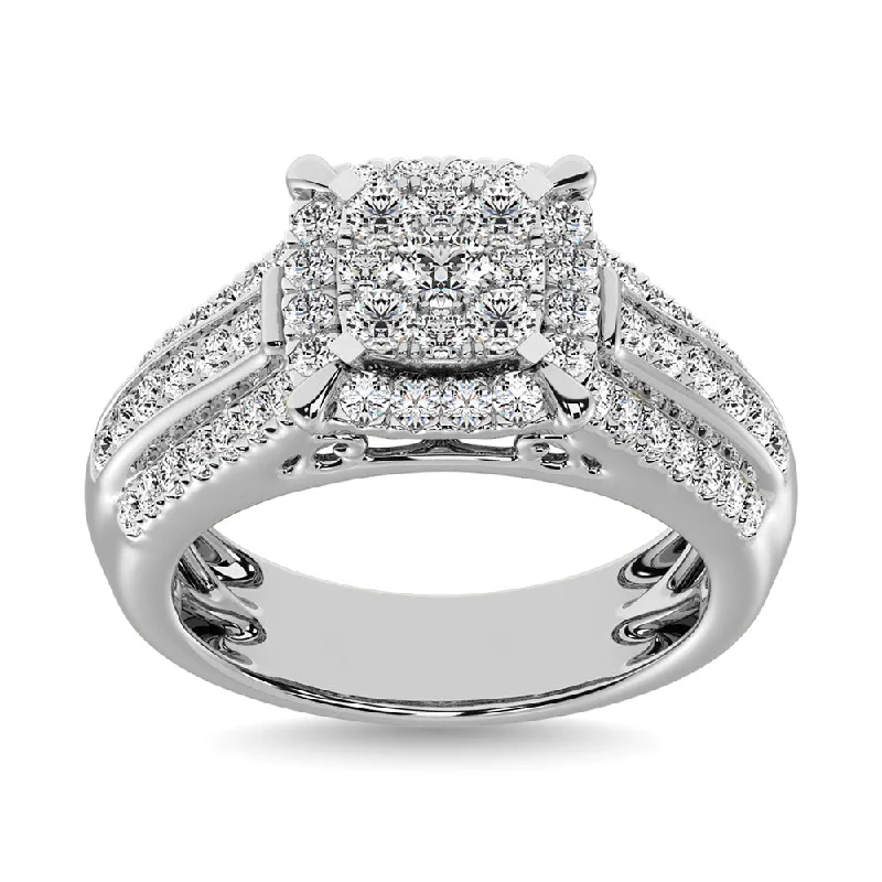 Ladies wedding rings with diamond bands -Diamond 1 Ct.Tw. Engagement Ring in 10K White Gold