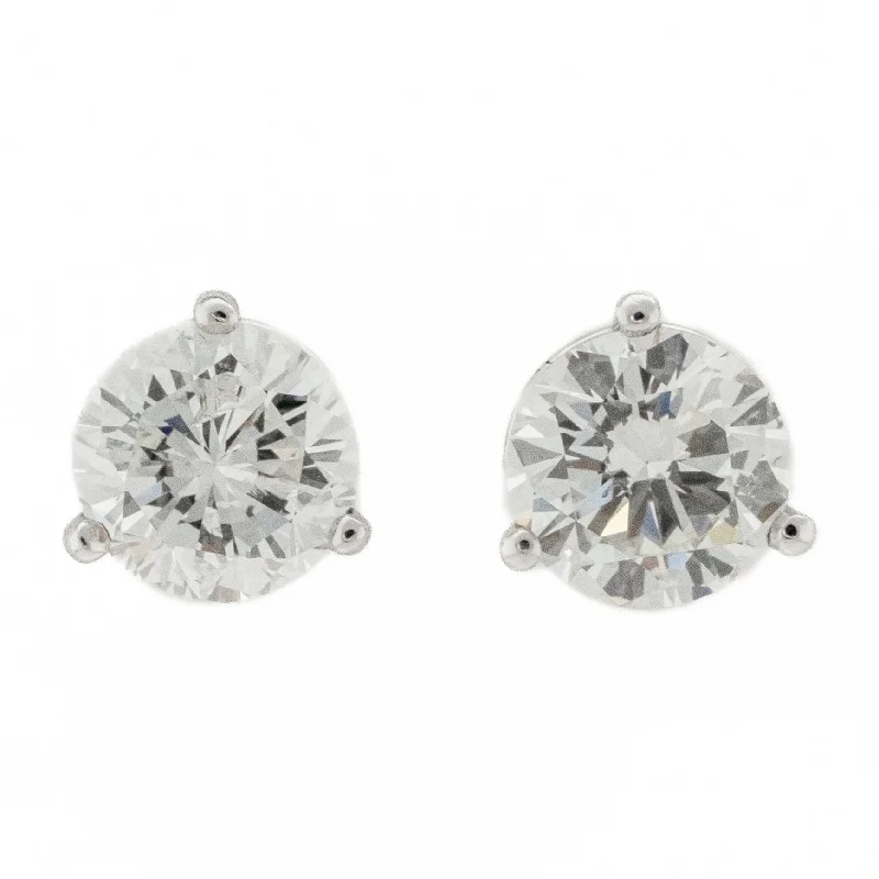 Ladies earrings expert elegance -1.80ctw Round Diamond I/SI2 Solitaire Stud Earrings in 14K White Gold