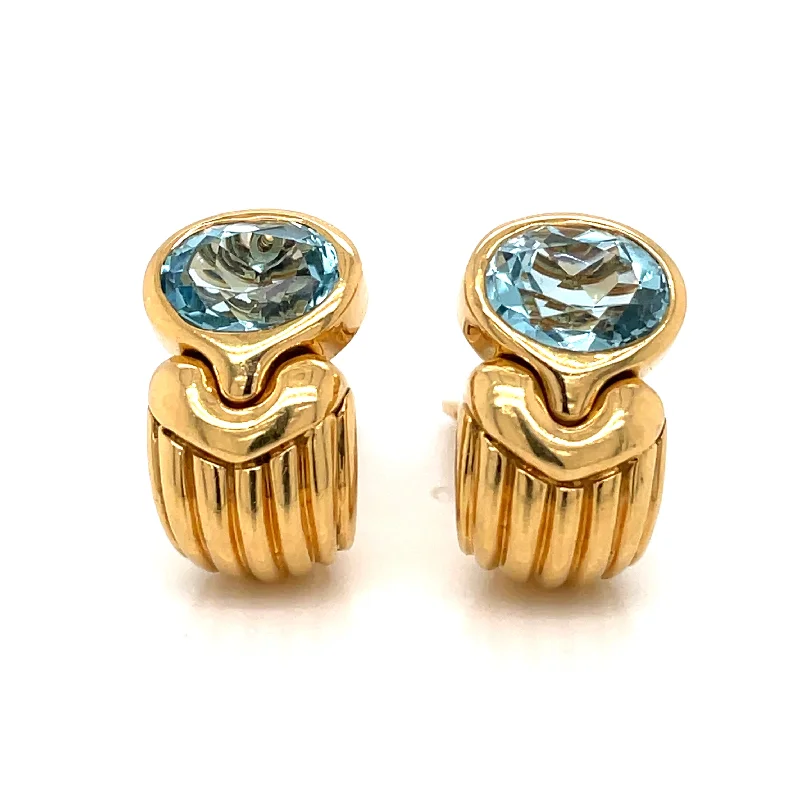 Ladies earrings fancy shine -Bulgari Topaz 18 Karat Yellow Gold Earrings