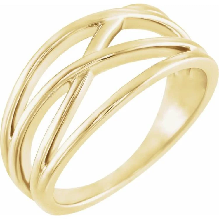 Ladies rings for style elegance -14K Yellow Criss-Cross Ring