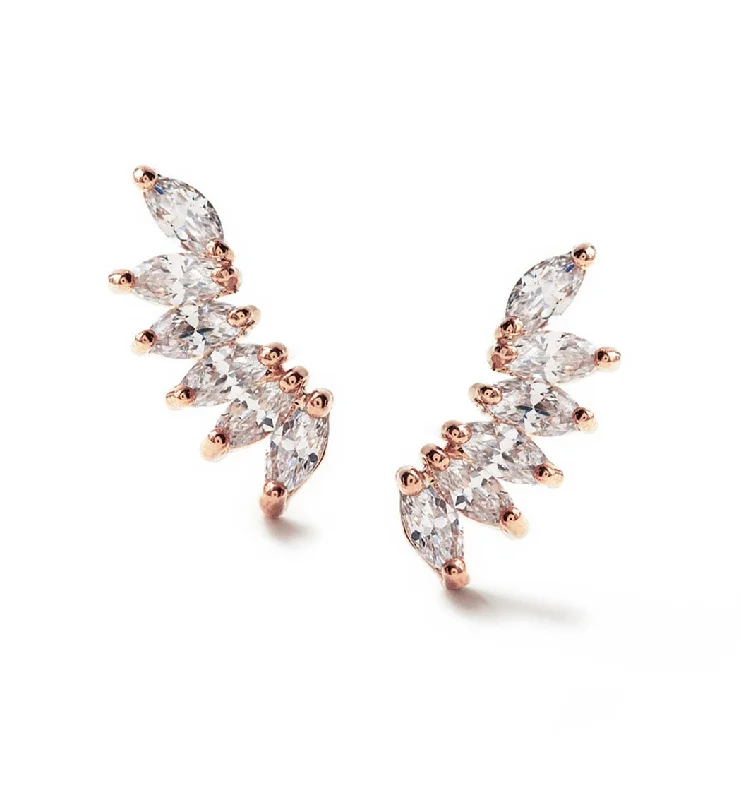 Ladies earrings for expo vibes -Navette Crystal Wing Earrings