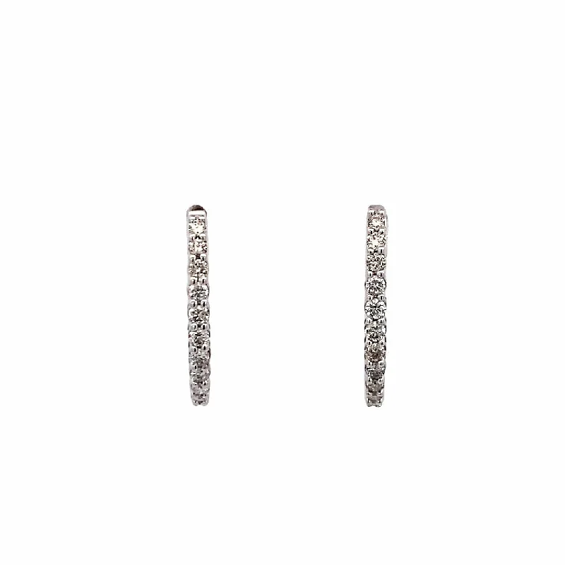 Ladies earrings with lotus studs -1/2 CTW Diamond Hoop Earrings in White Gold