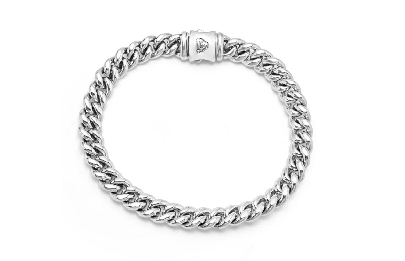 ladies-diamond-gold-bracelets-Anthem Curb Chain Bracelet in Sterling Silver, Size 7