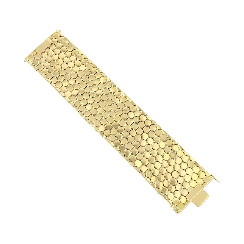 ladies-wedding-multi-strand-bracelets-Estate 18k Yellow Gold Italian Honeycomb Bracelet