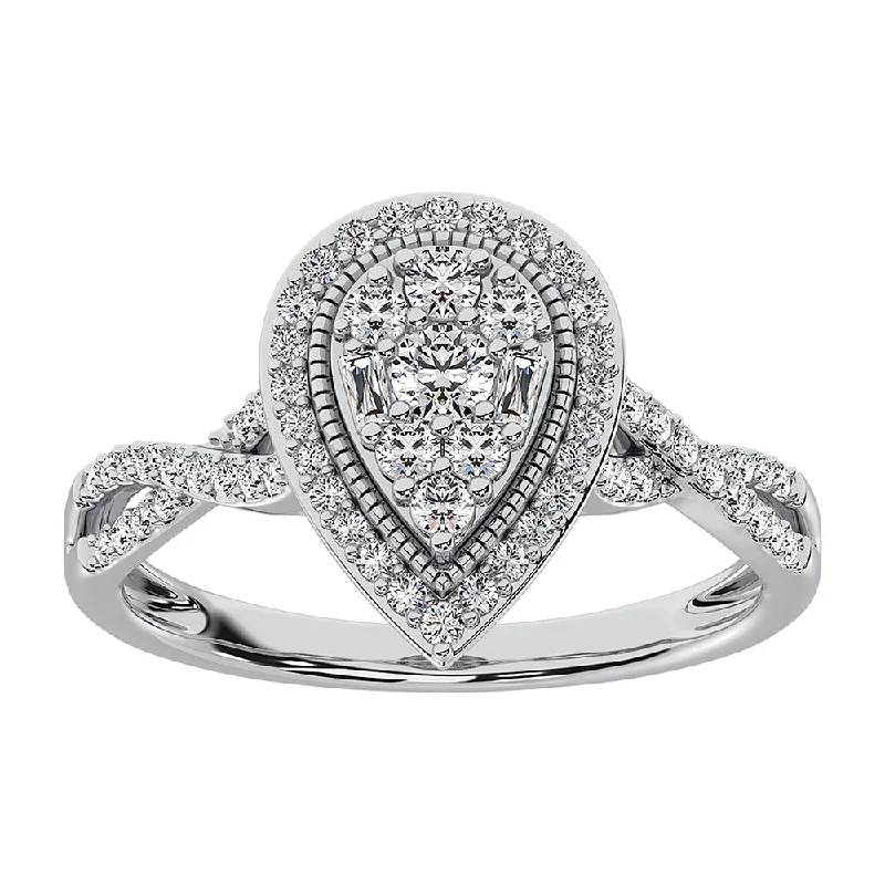 Ladies wedding rings for sweet unions -14K White Gold 1/2 Ct.Tw. Diamond Pear Shape Engagement Ring