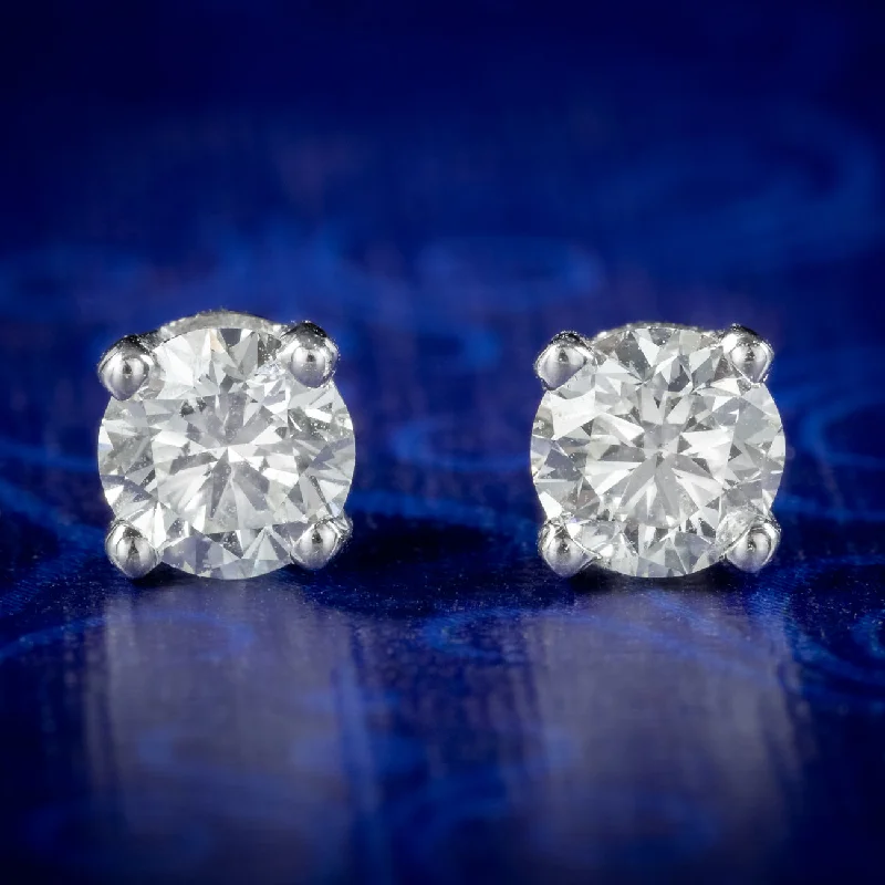 Ladies earrings with mixed elegance -Edwardian Style Diamond Solitaire Stud Earrings 0.60ct Of Diamond