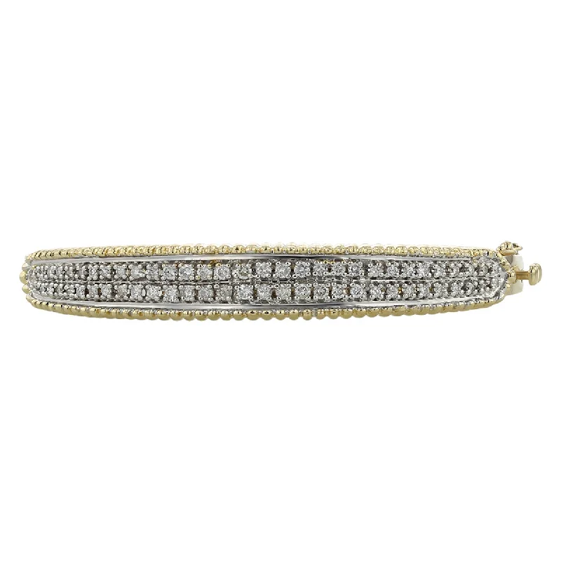 ladies-moon-rigid-link-bracelets-Two-Tone 14K Diamond Two Row Bangle Bracelet