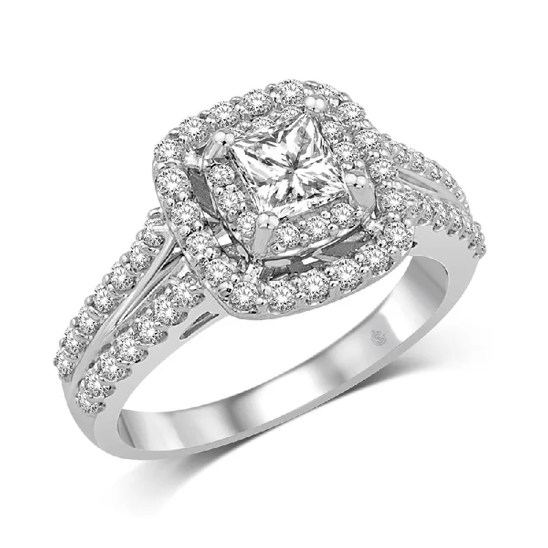 Ladies wedding rings with tide brilliance -14K White Gold 1 1/3 Ct.Tw. Diamond Engagement Ring