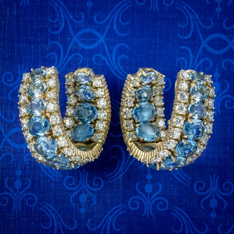 Ladies earrings cool shine -Vintage Paste Diamante Half Hoop Earrings Circa 1960