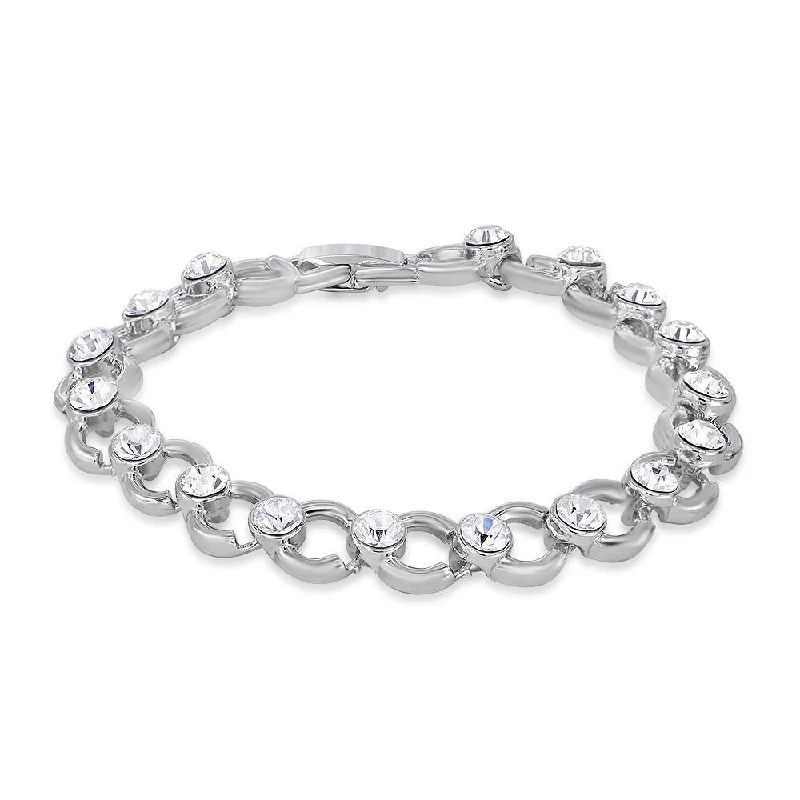 ladies-delicate-wraparound-bracelets-Mahi Rhodium Plated Complete Class Bracelet With Crystals For Women