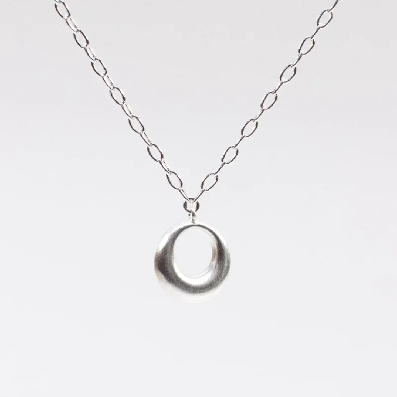 ladies-gift-multi-strand-necklaces-Brushed Silver Puffy Hoop Necklace