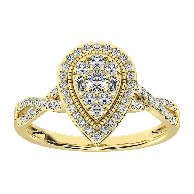 Ladies wedding rings for travel-inspired vows -14K Yellow Gold 1/2 Ct.Tw. Diamond Pear Shape Engagement Ring