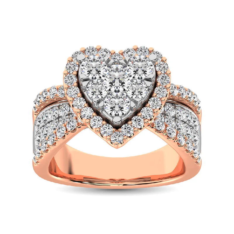 Ladies wedding rings for gallery vows -Diamond 2 Ct.Tw. Heart Shape Engagement Ring in 14K Two Tone Gold