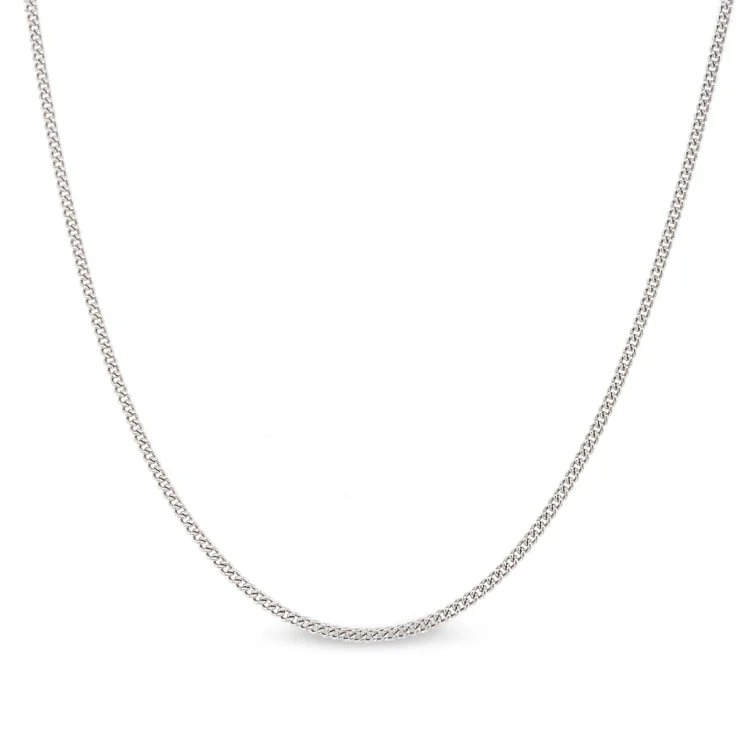 Ladies rings enduring shine -18" Platinum Finish Sterling Silver 1mm Curb Chain with End Caps and Spring Ring